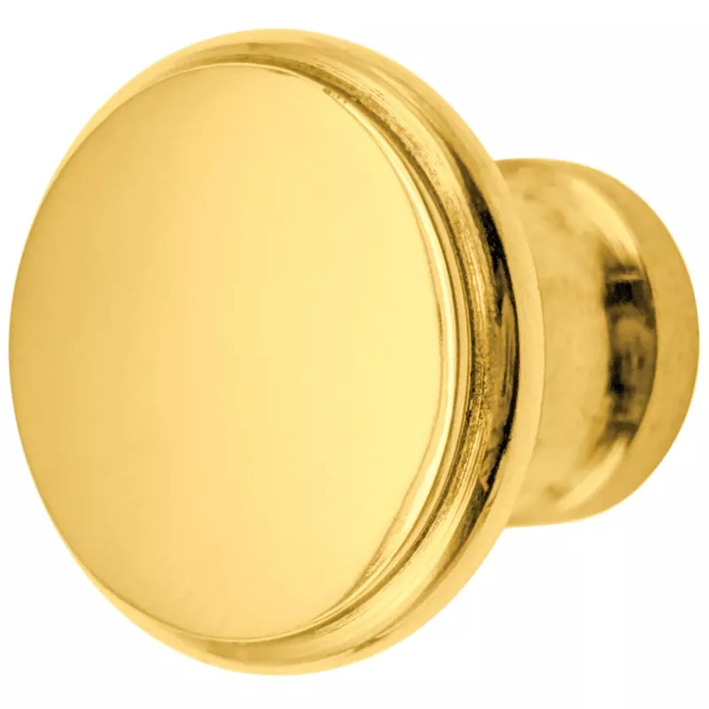 1 Inch Brass Flat Top Cabinet & Furniture Knob Polished Brass