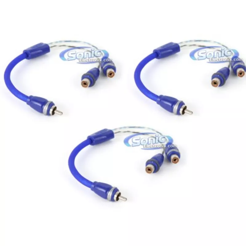 (3) RCA Y ADAPTOR 9″ SUPER FLEX Audio Cables Twisted Pair (1) Male to (2) Female