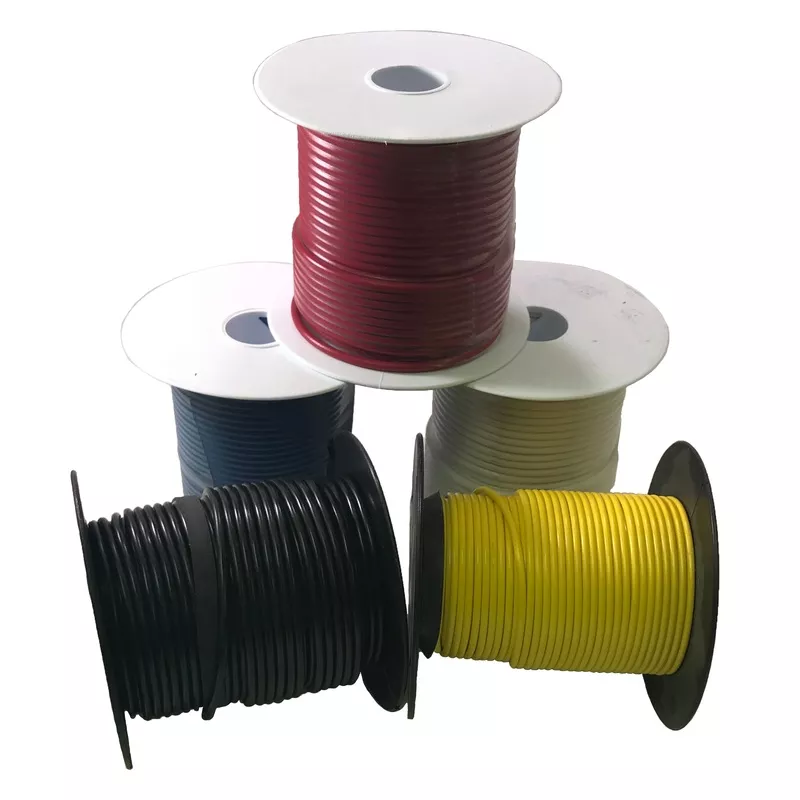 (5) Spools 10 Gauge Wire 100 FT Primary AWG – Red Black White Blue Yellow – USA