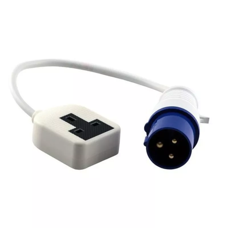 Zexum 16A 230V White Male to 1 Gang Socket Hook Up Extension Cable Lead