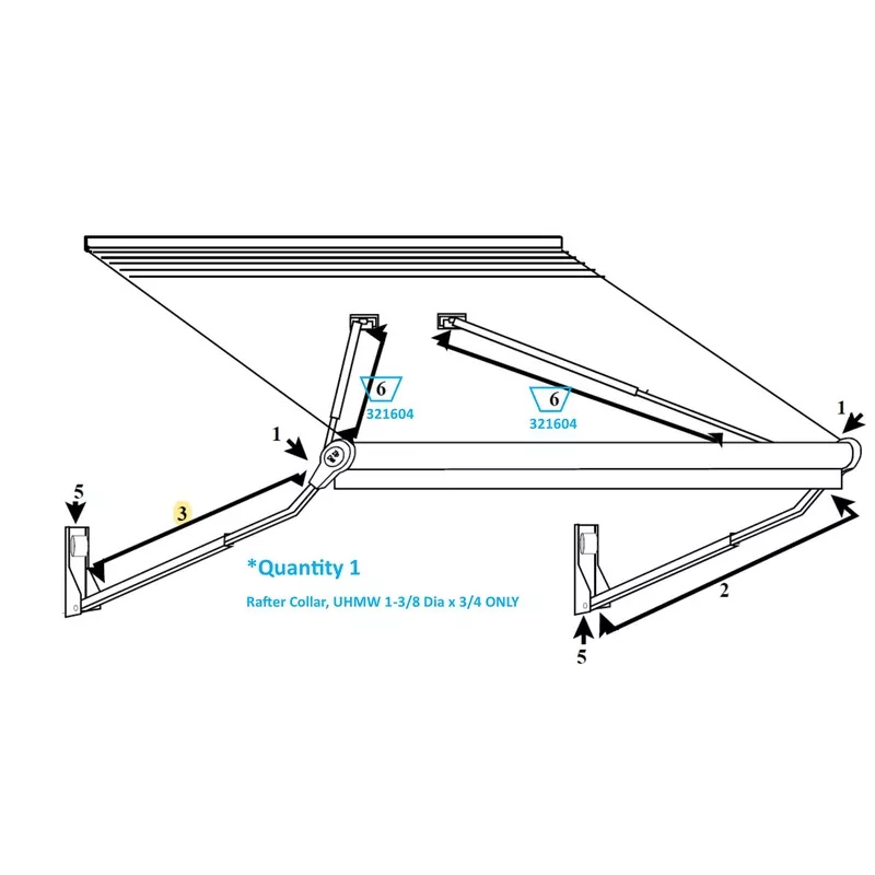 Zip Dee 1-3/8 Dia x 3/4 UHMW Rafter Collar for Relax 12V Electric Contour Awning – 321604