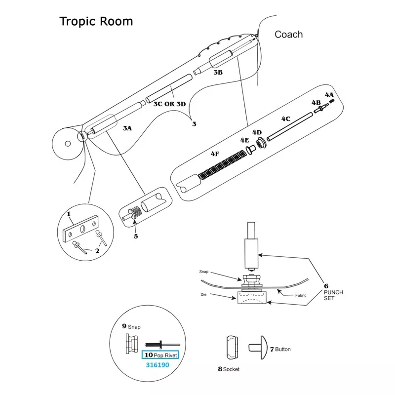 Zip Dee 1/8″ Diameter Aluminum Blind Rivet for Skirt Panel for Tropic Room – 316190