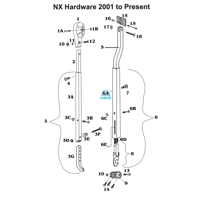 Zip Dee Awning Bright Rafter Arm Tube for NX Hardware – 218220