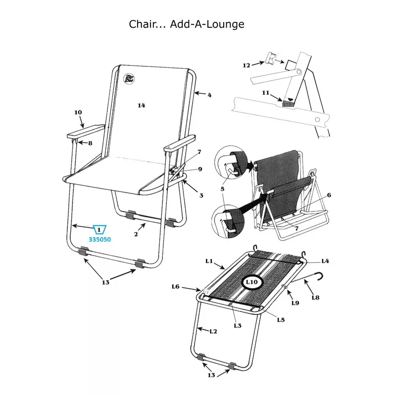 Zip Dee Front Chair Leg, Standard - 900050//335050