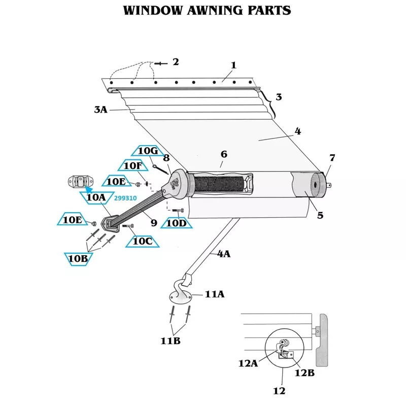 Zip Dee Mounting Kit for 47″ Window Awning – 299310